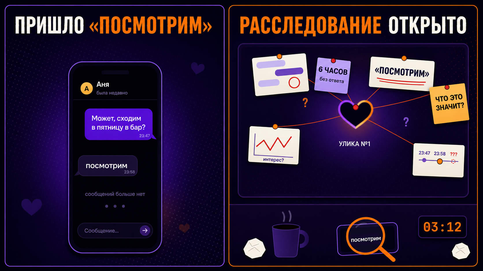 Мем: пришло «посмотрим» — и внутренний детектив уже собирает доску расследования