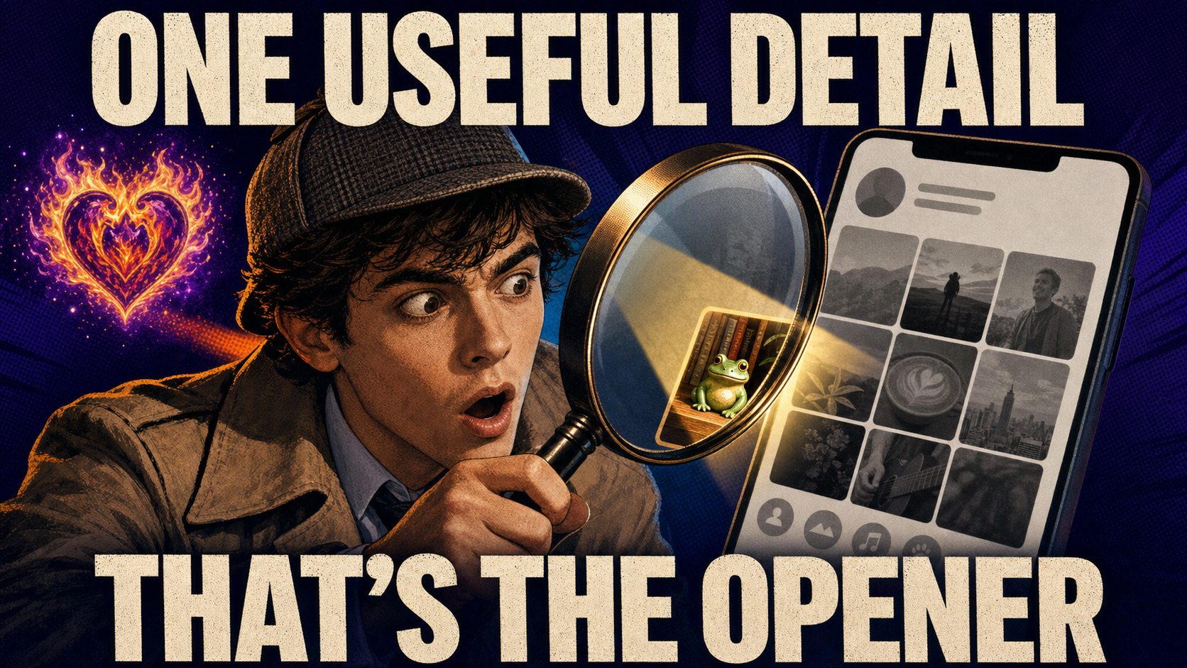 Dating-app meme: one useful profile detail becomes the opener